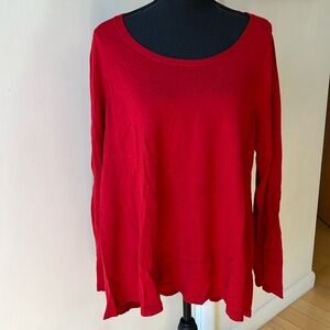 Eileen Fisher Vibrant Red Scoop Neck Sweater